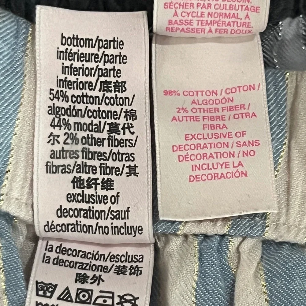 Victorias Secret Striped Pajama Pants Bundle Blue Grey Metallic Lurex Medium 2PK
